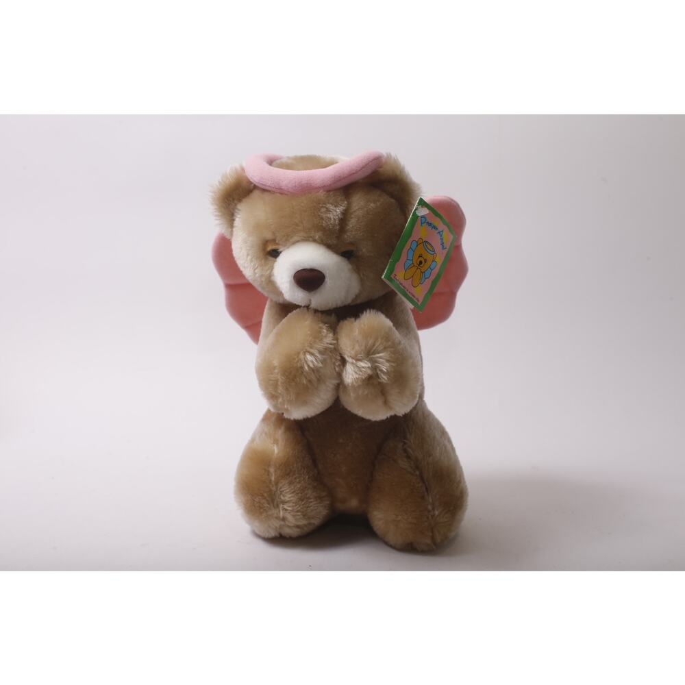 80s Kentex, Prayer Angel, Teddy Bear, Plush, Pink Wings, Decorative, Gift Idea,